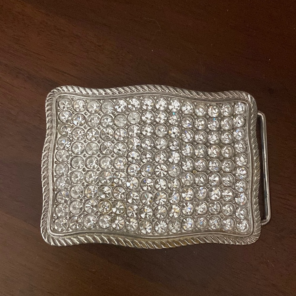Rinestone belt buckle. One of a kind. Silver
